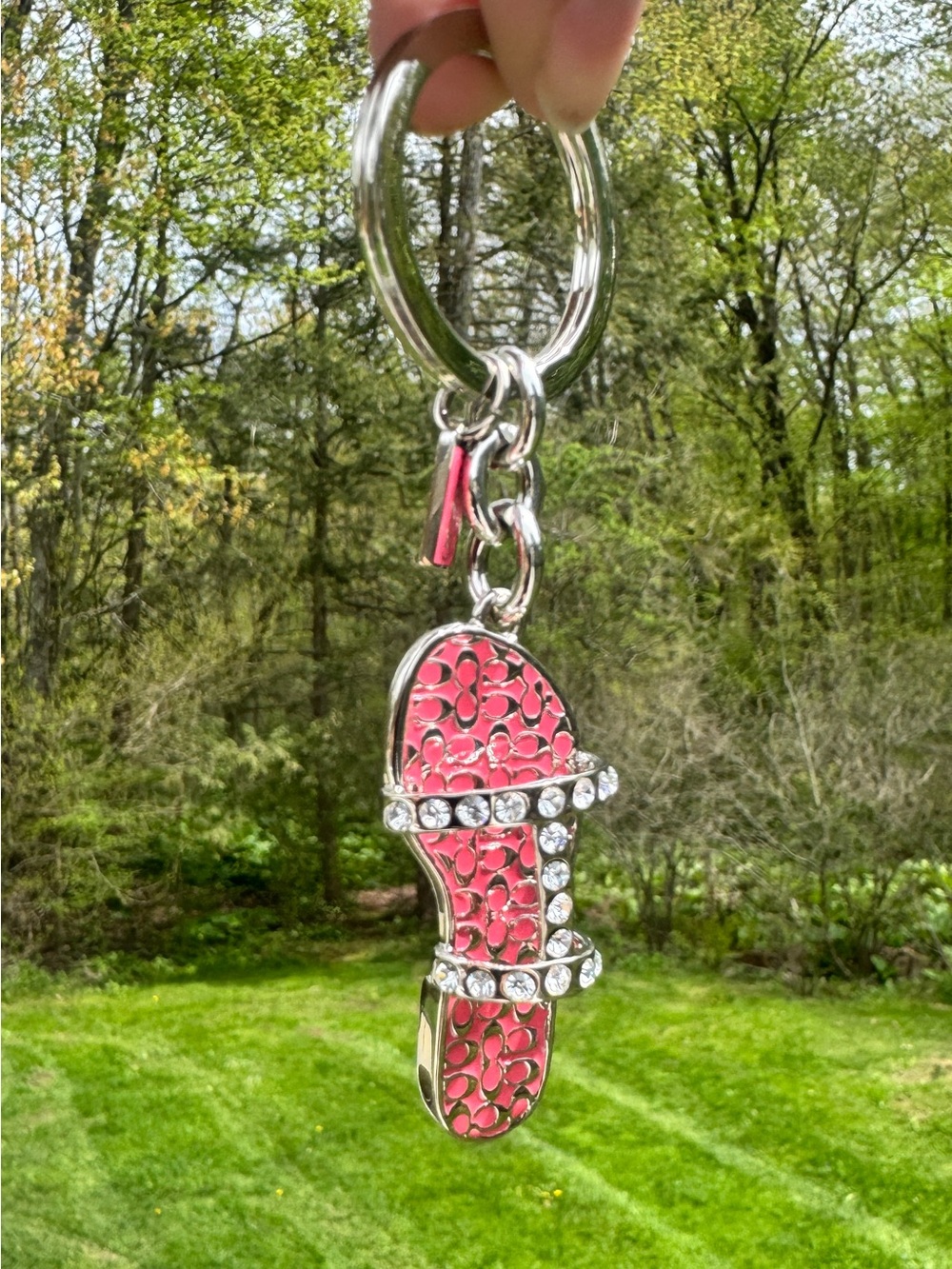 Coach Pink Signature Sandal Keychain Charm Rhinestone Flip Flop Key Fob Y2K NWOT - Picture 8 of 10